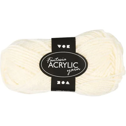 Fantasia Polyacryl Garn, L 80 m, off white, 50g