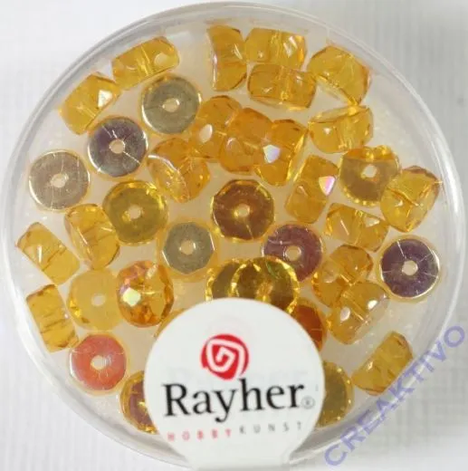 Glas-Schliffperlen, Radl 6x3 mm irisierend topas