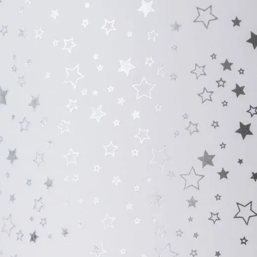 Transparentpapier Sternenglanz Rolle 50 x 70 cm - Motiv B Sterne silber