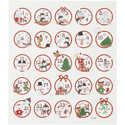 Sticker Adventszahlen 1-24 Spa� am Nordpol