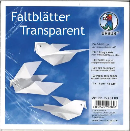 Faltbl�tter transparent wei� 14cm x 14cm