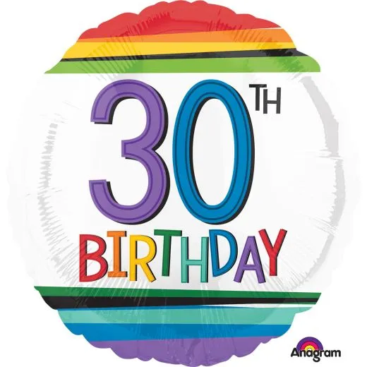 Folienballon Rainbow Birthday 30