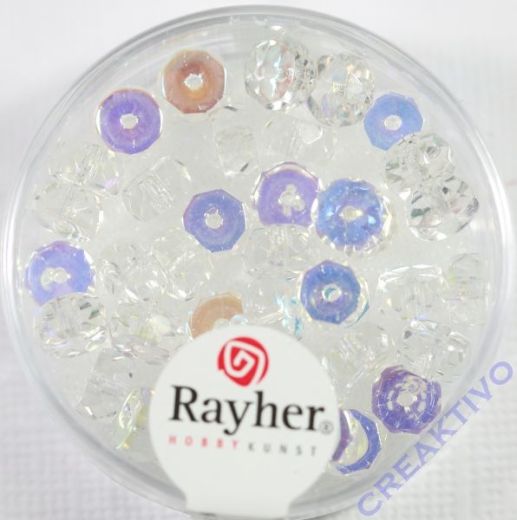 Glas-Schliffperlen, Radl 6x3 mm irisierend bergkristall