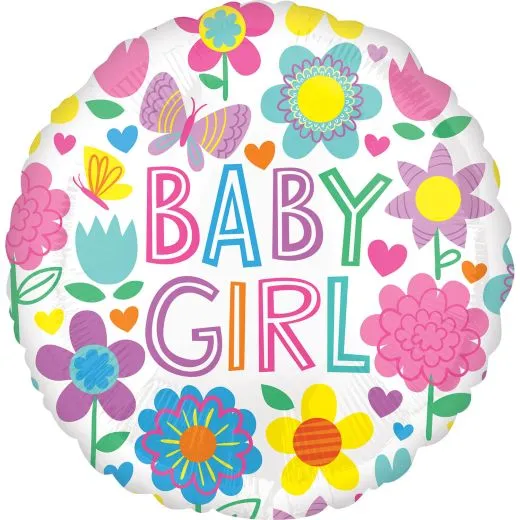 Standard Baby Girl Floral Butterfly Foil Balloon