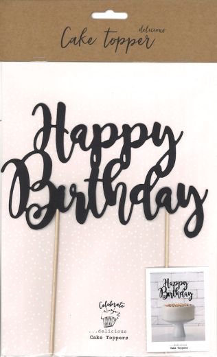 Cake Topper - Happy Birthday schwarz