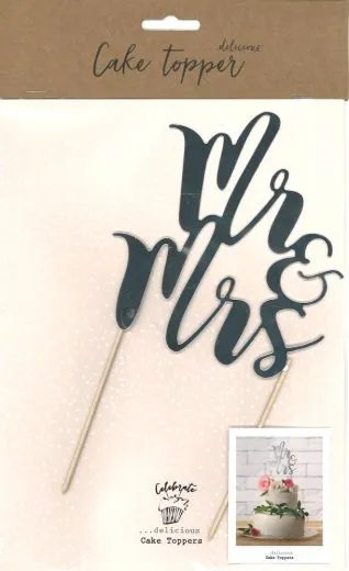 Cake Topper - Mr & Mrs silber