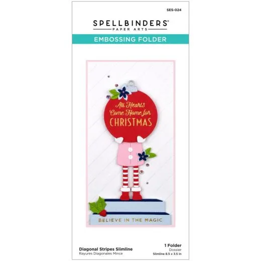 Spellbinders Embossing Folder - Diagonal Stripes Slimline