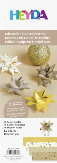 Faltstreifen-Set f�r Fr�belsterne 1,5 x 45 cm goldfarben/natur