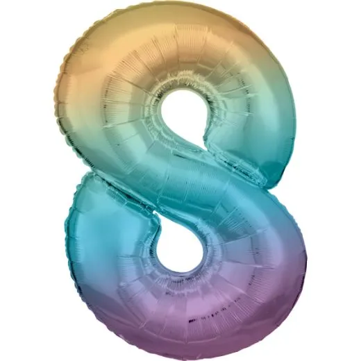 Folien-Ballon 8 Pastel Rainbow 86cm