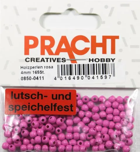 Pracht Holzperlen 4mm 165St rosa/pink