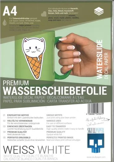 Premium Wasserschiebefolie wei� (Inkjet)