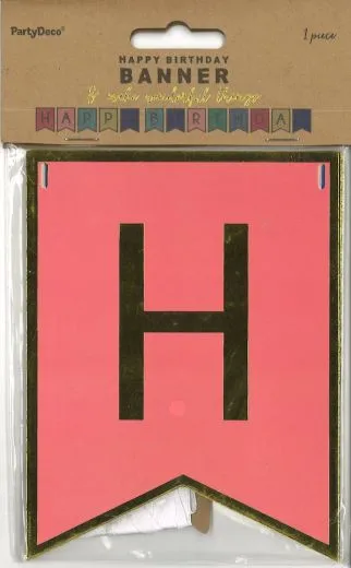 Bannergirlande Happy Birthday pink