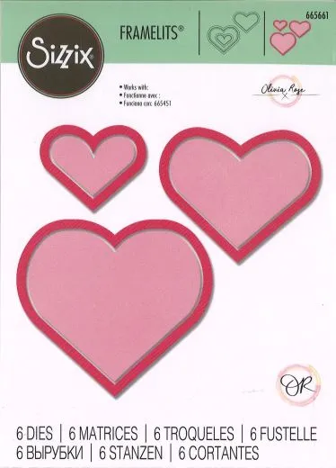 Sizzix Framelits Stanze Set 6PK - Heart Frames