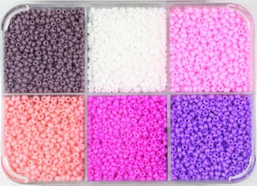 Rocailles Perlenbox satt lila-rosa-wei� ton