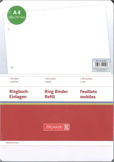 Ringbuch-Einlagen A4 blanko 100 Blatt