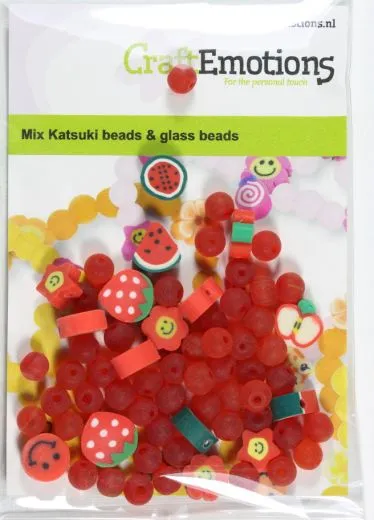 Mix Katsuki Perlen und Glasperlen Smileys rot
