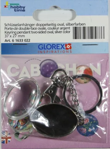 Schl�sselanh�nger doppelseitig oval silberfarben