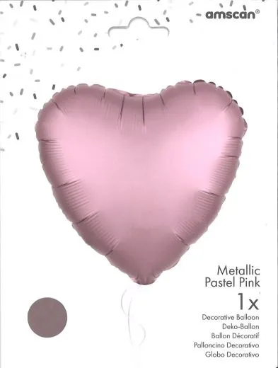Folienherz uni metallic pastel pink