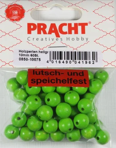 Pracht Holzperlen 10mm 60St hellgr�n