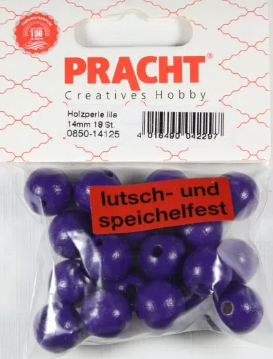 Pracht Holzperlen 14mm 18St lila