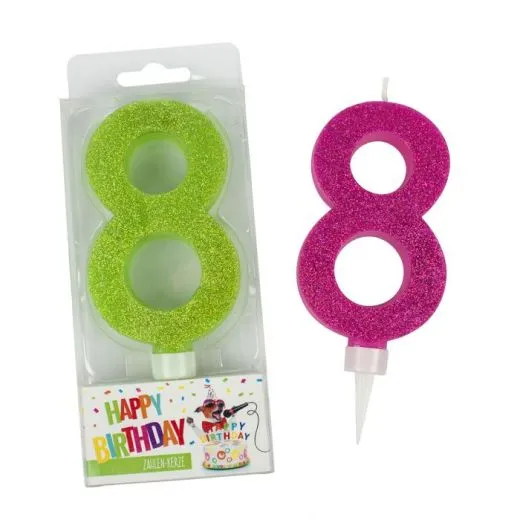 Zahlenkerze 8 Glitter Maxi