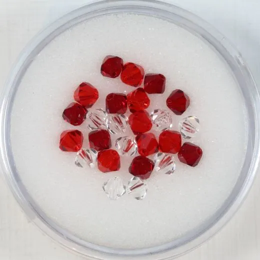 Glasschliffspitzperlen 4mm crystal, siam, light siam