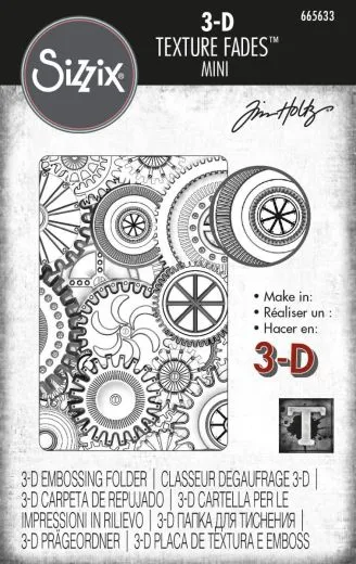 Sizzix 3-D Texture Fades Embossing Folder - Mini Mechanics by Tim Holtz 7,3cm x 11,4cm