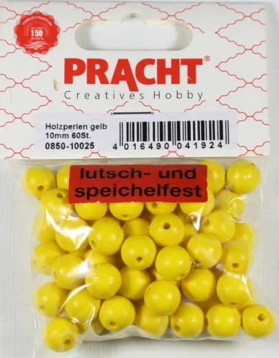 Pracht Holzperlen 10mm 60St gelb
