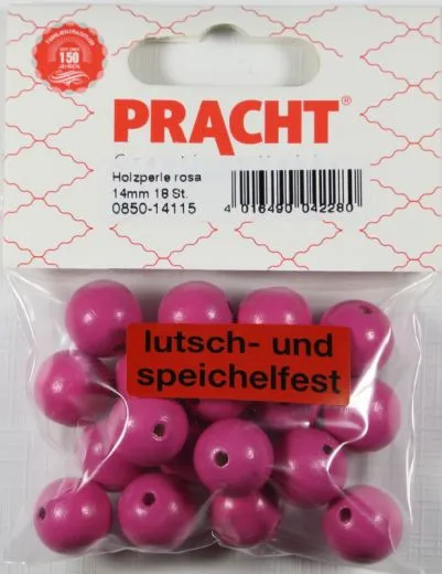 Pracht Holzperlen 14mm 18St rosa