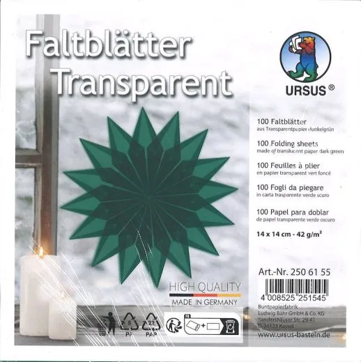 Faltbl�tter Transparent 14cm x 14cm dunkelgr�n