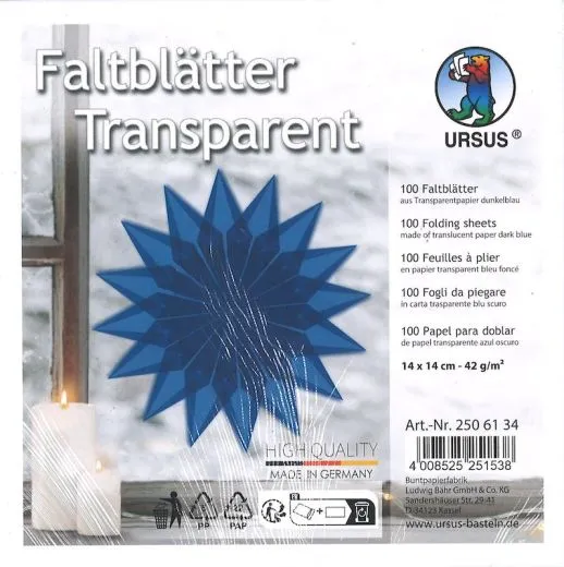Faltbl�tter Transparent 14cm x 14cm dunkelblau