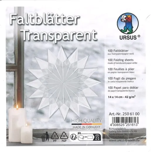 Faltbl�tter Transparent 14cm x 14cm wei�