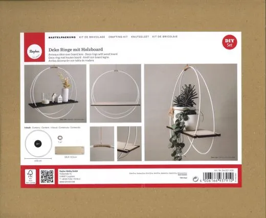 Bastelpackung Deko Ringe + Holzboard