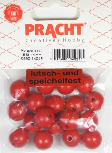 Pracht Holzperlen 14mm 18St rot