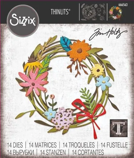 Sizzix Thinlits Die Set 14PK - Vault Funky Floral Wreath