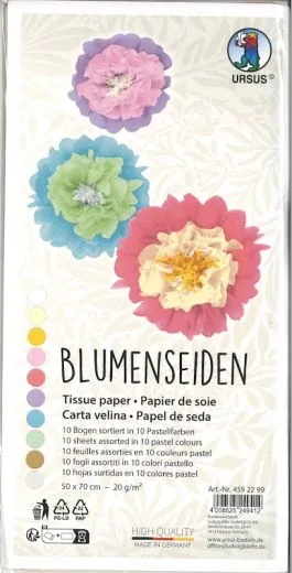 Blumenseiden 10 Bogen 50x70 cm in 10 Pastellfarben