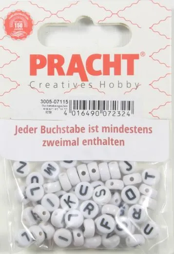 Buchstabenpewrlen wei� schwarz 7x4mm
