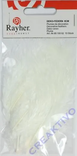 Deko-Federn 8cm 10 St�ck wei�