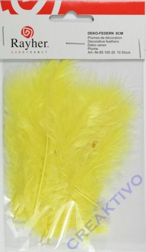 Deko-Federn 8cm 10 Stück gelb