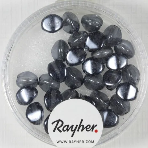 Glasperle-Dreikant, 7 mm, Dose 32 St�ck, anthrazit