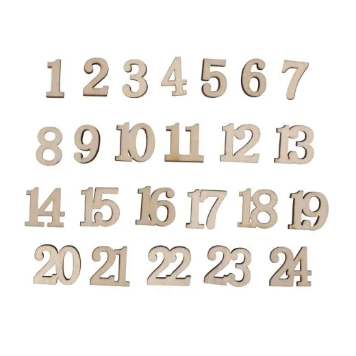 Holz Adventskalenderzahlen 1-24 natur