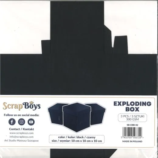 ScrapBoys Exploding Box / Explosionsbox 10cm x 10cm x 10cm schwarz