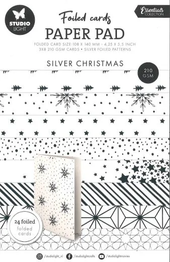 StudioLight Foiled Cards Paper Pad - Silver Christmas