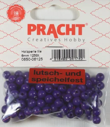 Pracht Holzperlen, poliert 6mm 125St lila