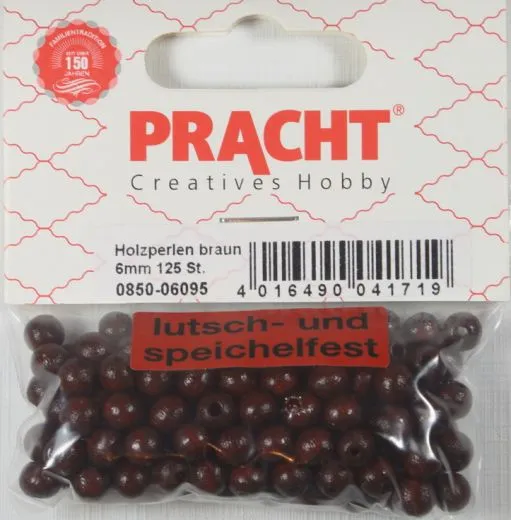 Pracht Holzperlen, poliert 6mm 125St dunkelbraun