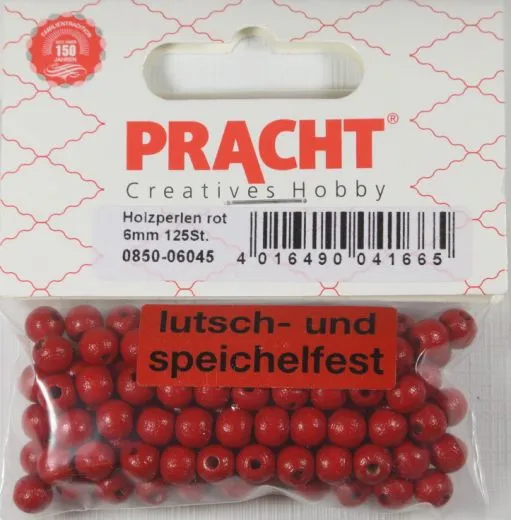 Pracht Holzperlen, poliert 6mm 125St rot