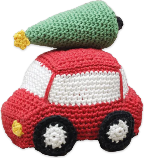 H�kelset Weihnachtsauto 12x11cm