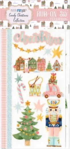 Candy Christmas Rub On 3D Transfers