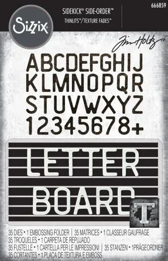 Sizzix 2-D Texture Fades Embossing Folder W/35PK Thinlits Set - Vault Side-Order Letterboard By Tim Holtz