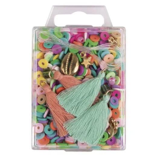 Heishi Perlen Set aus Polymer-Ton bunt